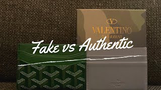 Card Holder Battle Fake vs Authentic Goyard vs Valentino [upl. by Sirap]