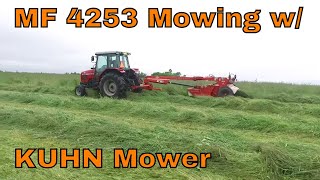 Massey Ferguson 4253 Mowing 1st cut with Kuhn mower [upl. by Earleen287]