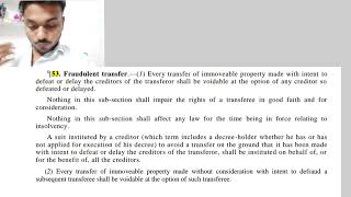 section 53 of Transfer of property act1882 Fraudulent transfer [upl. by Eiramit]