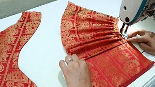 Silk Saree Blouse Design  Silk Saree Blouse Cutting and Stitching  Blouse Back Neck Designs [upl. by Annitsirhc]