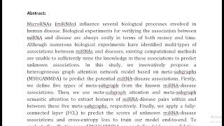 MSHGANMDA Meta Subgraphs Heterogeneous Graph Attention Network for miRNA Disease Association Predict [upl. by Uamak388]