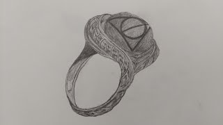 How to Draw the Deathly Hallows Ring  Harry Potter Horcrux Drawing [upl. by Ramey776]