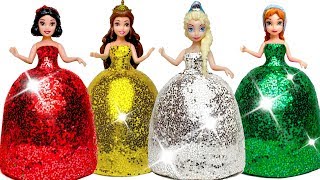 How to Make Play Doh Sparkle Dresses for Disney Princesses DIY [upl. by Jacenta]