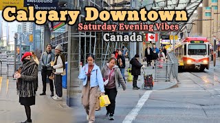 Calgary Downtown on Saturday Evening Walking Tour Calgary alberta Canada [upl. by Ethel357]