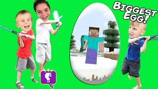 GIANT MINECRAFT Video Game Surprise Egg by HobbyKidsTV [upl. by Yhpos771]