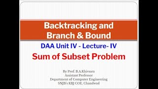 Sum of Subset Problem Using Backtracking [upl. by Canty]