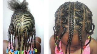 KIDS HAIRSTYLE  HEART SHAPE CORNROWS BACK TO SCHOOL [upl. by Carn]