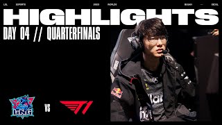 LNG vs T1  FULL DAY HIGHLIGHTS  Quarterfinals Day 4  Worlds 2023 [upl. by Akemihs203]