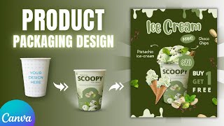 Product Packaging and Advertising Poster Design in Canva  Logo amp Package Design  Full Process [upl. by Faydra]