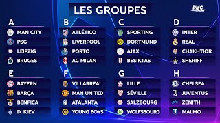 Ligue des champions  Le tirage au sort des groupes chocs PSG  Man City et Bayern  Barça [upl. by Anahc]