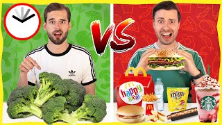 1 DAG GEZOND ETEN VS FASTFOOD ETEN Experiment met Gewoon Thomas [upl. by Olva350]