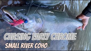 Finding early season coho  Fishing with jigs for fresh coho out of a small river system [upl. by Sirdi]