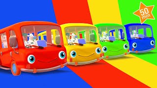 Learn Colors with Wheels On The Bus Song  Kids Songs amp Nursery Rhymes  MiniBus [upl. by Nosredna318]