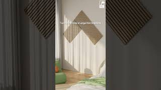 DIY Acoustic Slat Wall Panels Herringbone  STEP GUARD Floors amp Walls shorts acousticdesign [upl. by Eerolam]