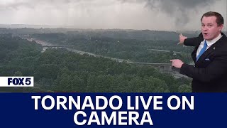 Tornado in Gaithersburg caught LIVE on FOX 5 [upl. by Erving]