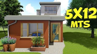 Plano de casa 5x12 en 2 Pisos con 3 Dormitorios  House Plan 5x12 [upl. by Ailaham]