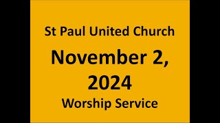 Worship service Sunday November 10 2024 St Paul United Church  Westville Nova Scotia [upl. by Annemarie]