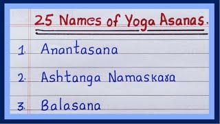 Names of Yoga Asanas  Yoga Asanas names in English  10  20  25 Yoga Asana names [upl. by Bezanson]