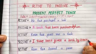 Active Passive  active voice passive voice  present perfect tense active Passive [upl. by Elak]