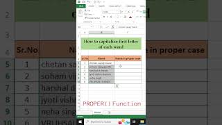 How to capitalize first letter of each word in excel shorts exceltips exceltutorialmsexcel [upl. by Anaiviv]