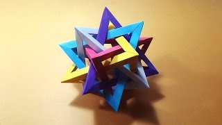 How To Make Origami  5 Intersecting TetraHedra [upl. by Aggappera676]