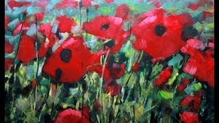 How to Paint with Acrylics Field Of Poppies Abstract Realism Poppy Flowers on canvas [upl. by Rambow]