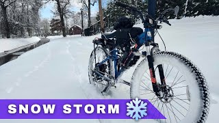 Snowstorm  Riding an eBike in Freezing Temperatures [upl. by Enayr224]