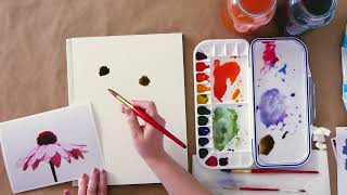 Watercolor Coneflowers for Beginners  Easy StepbyStep Wildflower Painting Guide [upl. by Anoid]