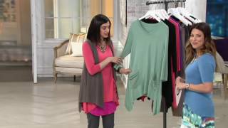 LOGO by Lori Goldstein Knit Top with Handkerchief Hem and Pockets on QVC [upl. by Cassi220]