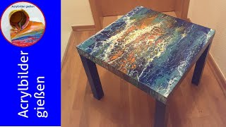 Acryl Fließtechnik Weißer Tisch 55 x 55 cm 🎨 White Table 22quot x 22quot Swipe DeutschEnglish 55 [upl. by Alur]