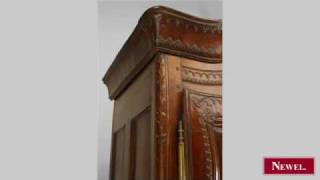 Antique French Provincial 18th Cent walnut carved armoire [upl. by Aihcila]