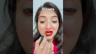 100 layers Challengeviral makeupshorts trending lipstick 100layerschallenge beauty [upl. by Johnna]