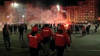 Spanish policeman dies in football violence [upl. by Burkle]