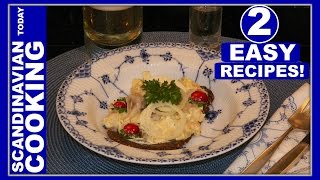 Smørrebrød Danish Open Face Curry Herring Sandwich Homemade Recipe Karry Sild Salad [upl. by Aekin]