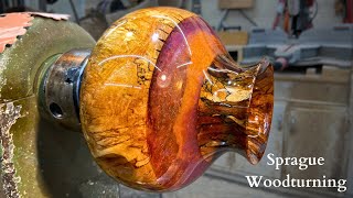 Woodturning  Stabilized Spalted Maple and Resin Shavings Hollow Form Amazing [upl. by Erdnuaed]