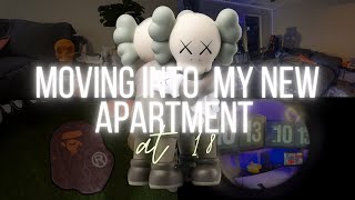 MOVING INTO MY FIRST APARTMENT AT 18 🏠  VLOG  DECORATING  UNPACKING  ORGANIZING [upl. by Hploda]