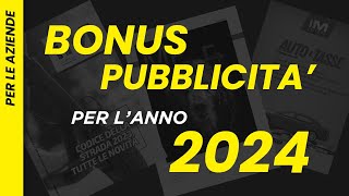 BONUS PUBBLICITA 2024 [upl. by Ortrude76]