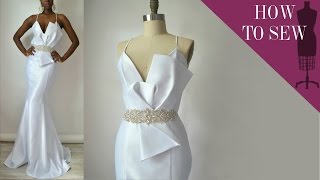 How To Sew A Satin Open Back Mermaid Style Wedding Gown [upl. by Walther]