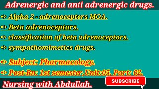 adrenergic and anti adrenergic drugs in Urdu PostRn 1st semester Unit5part3 pharmacology [upl. by Biron]