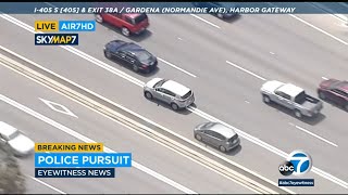 Chase suspect in stolen car leads CHP on wild highspeed pursuit through South Bay area l ABC7 [upl. by Swetiana326]