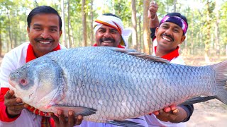 Big size Katla fish Curry cooking for village people  20 kg katla fish kalia  villfood Kitchen [upl. by Salita]