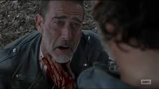 Rick Vs Negan Round 3 Rick Slits Negans Throat amp Saves Him  The Walking Dead Final 8x16 [upl. by Fredek]