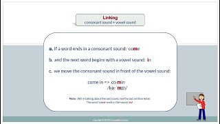 Linking consonant sound  vowel sound [upl. by Orlina618]