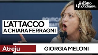 Meloni attacca Ferragni quotNo al modello di chi finge di fare beneficenza per cachet milionariquot [upl. by Alecram]