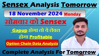 18 Nov Sensex Tomorrow Prediction Sensex Prediction For Monday  Market Prediction For Tomorrow [upl. by Aielam]