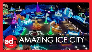 Harbin Festival Spectacular Drone Footage of China’s ‘Ice City’ [upl. by Alla]