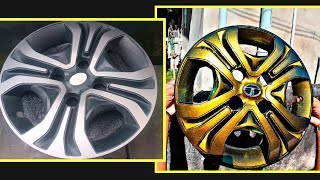 How to paint a car wheel cover at home  Tata Tiago wheel cover modified [upl. by Lisbeth]