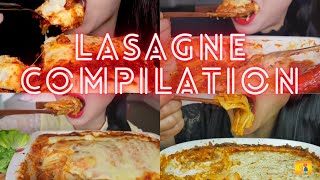 Lasagne Mukbang Compilation X 15 speed  ASMR BIG BITES  Satisfying Sounds  Relax [upl. by Aracat]