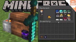 AMAZING Minecraft Bedrock Backpacks Addon TRUE BACKPACKS [upl. by Etteniuqna3]