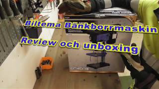 Biltema Pelarborrmaskin BD258 uppackning och test [upl. by Naut]